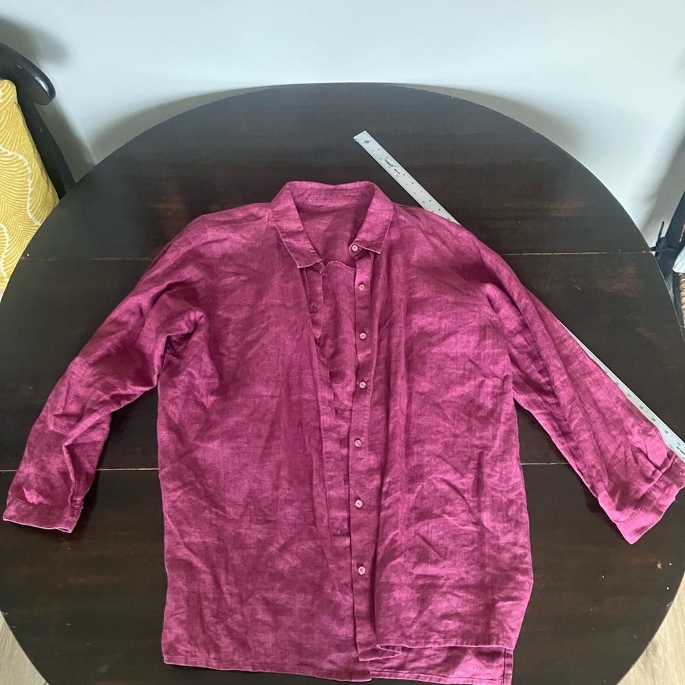 Men's fuchsia/pink Linen dress shirt